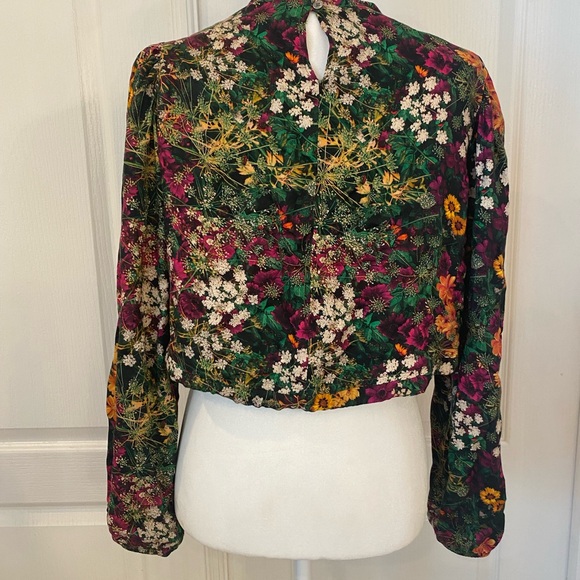 Desigual Womens Floral Cropped Longsleeve Blouse - Picture 5 of 10